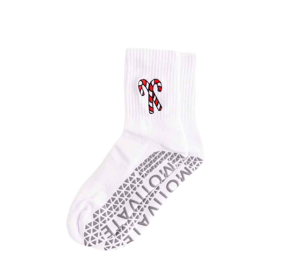 Candycane Half-Crew Grip Sock